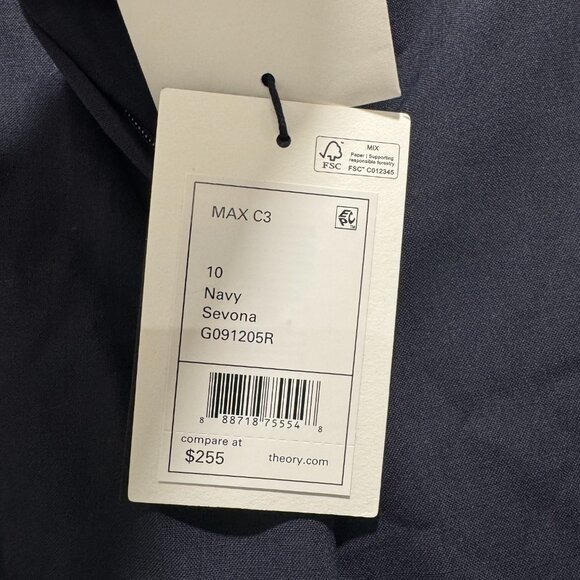 NWT Theory Tailored Pant in Sevona Stretch Wool - Navy (Size 10) - Picture 7 of 8